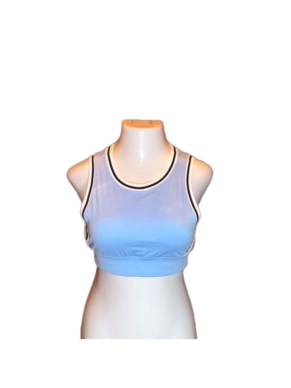 SINCERELY JULES ACTIVE Light Blue w/ Black & White Stripes Sports Bra Size L